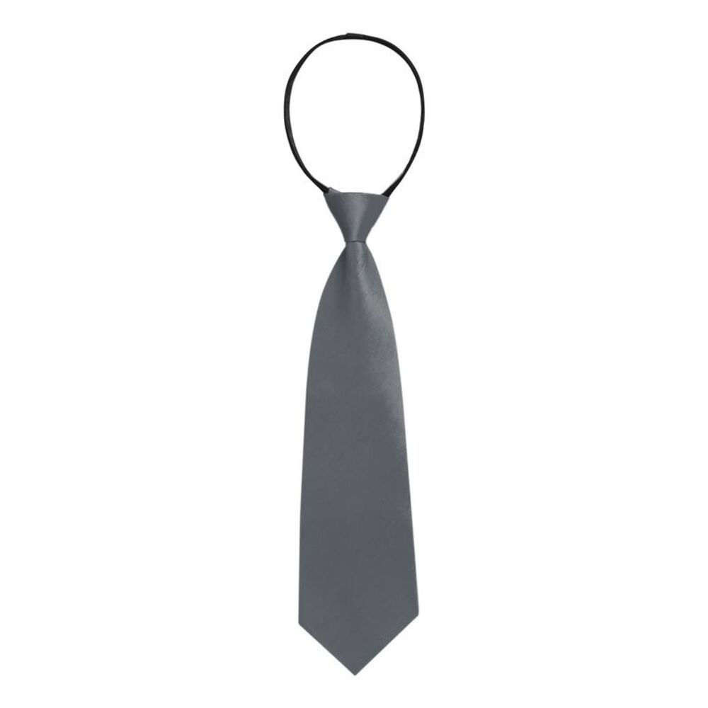 Pre-Tied Zipper Solid Formal Casual Adjustable Tie 35cm/13.8" Gray